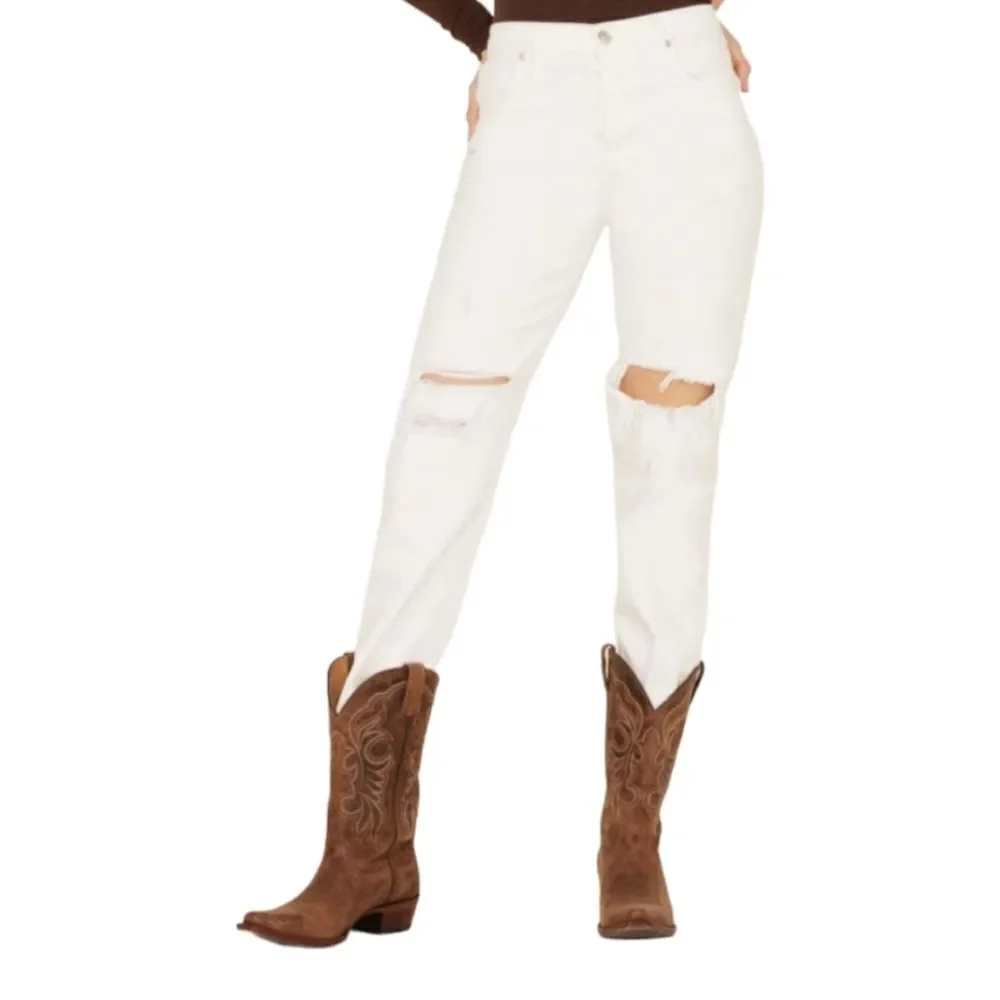 Free People We The Free Tapered‎ Baggy Boyfriend Jeans Chalk White sz 26